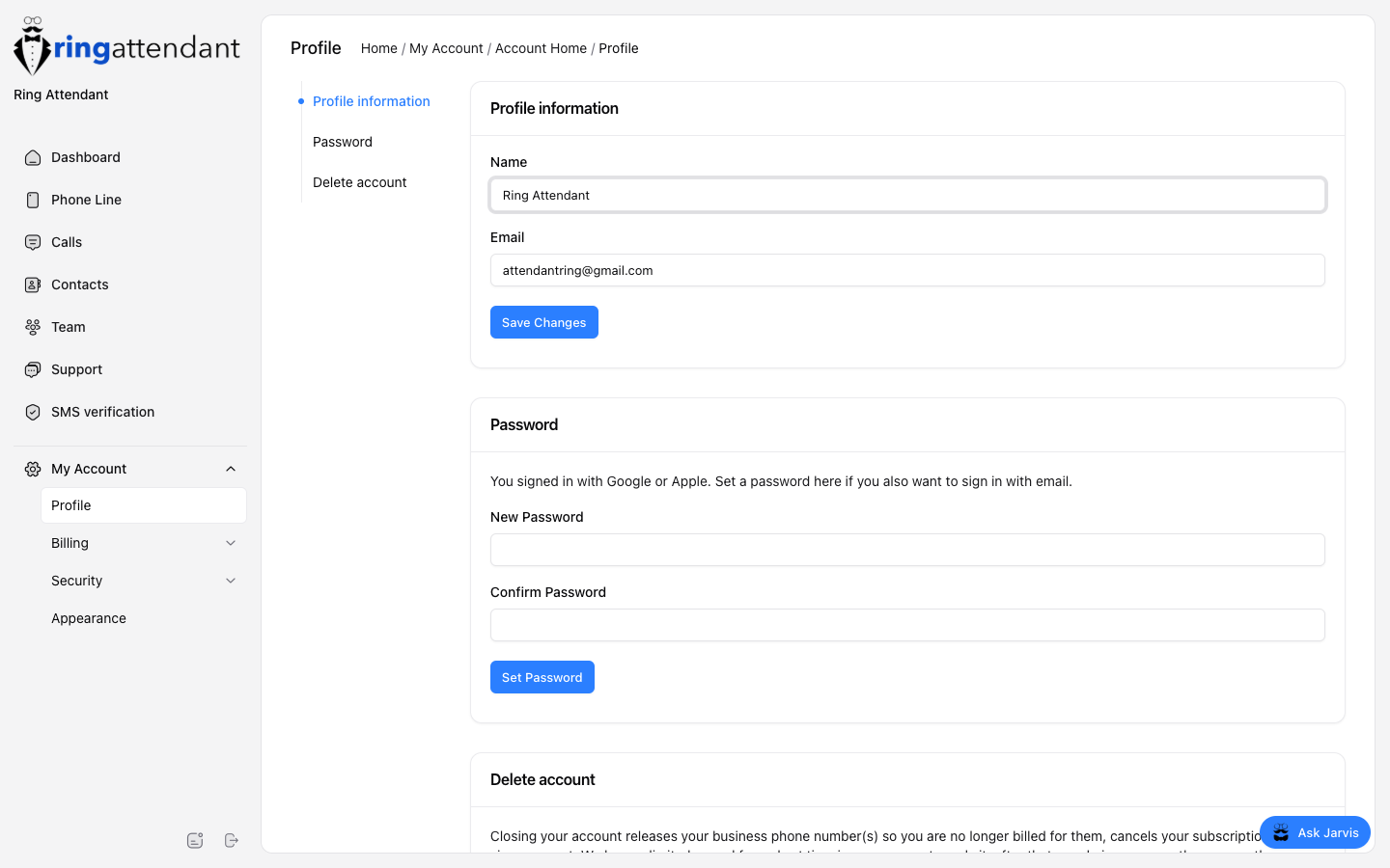 Profile settings